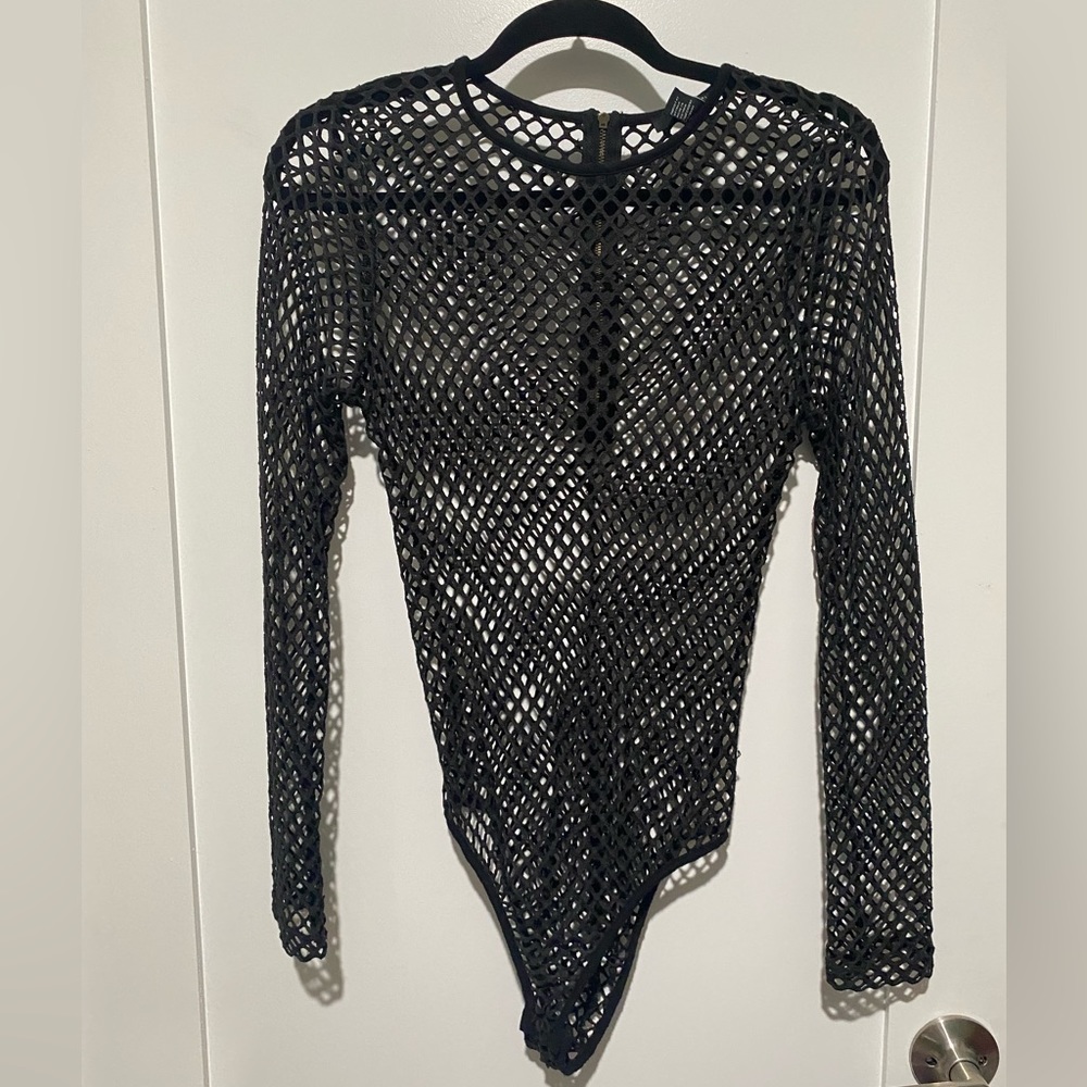 Black fishnet bodysuit